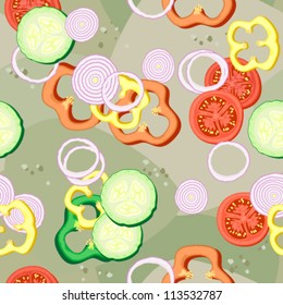 Seamless texture with slices of vegetables