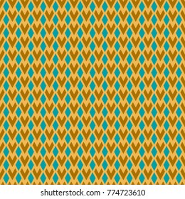 Seamless texture of small blue diamonds and yellow hearts