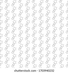 Seamless  texture with small linear stars on a white background in a checkerboard pattern. Flying stars of different sizes. Pattern for fabric, packaging in children's style. Template in swatch panel.