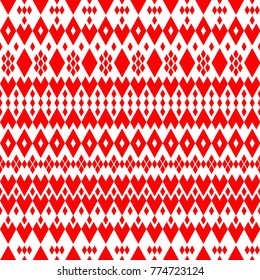 Seamless texture of small red diamonds and hearts on white