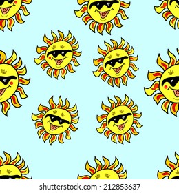 seamless texture. smiling sun. Vector illustration.