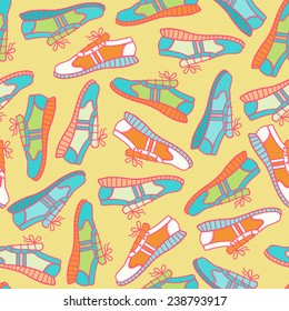Seamless texture with sneakers. 