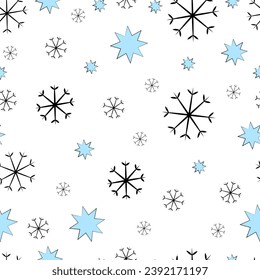 Textura sin foco con copos de nieve sobre fondo blanco