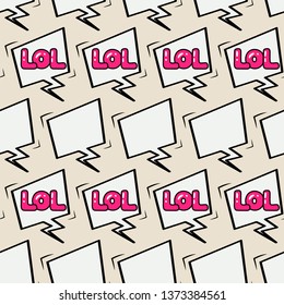 Seamless texture. Speech bubble Lol. Vector illustration