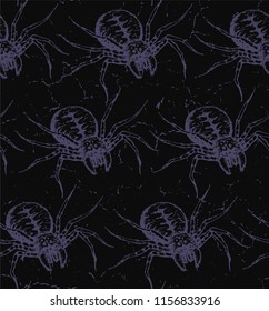 Seamless texture with a spider. Scary repeating background. Can be used for Halloween party, as cover or wrapper. 