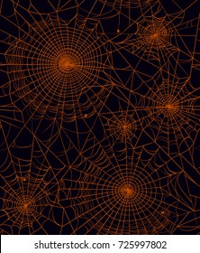 seamless texture with a spider web and spiders, vector illustration