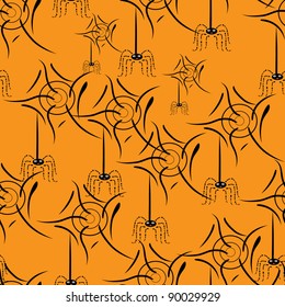 seamless texture with spiders ahd web. Illustration