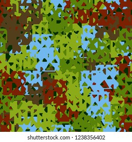 Seamless texture. Spring colors. Chaos of holey squares.