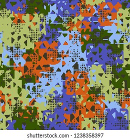 Seamless texture. Spring colors. Chaos of holey squares. Checkered blots.