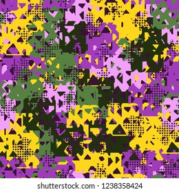 Seamless texture. Spring colors. Chaos of holey squares. Checkered blots.