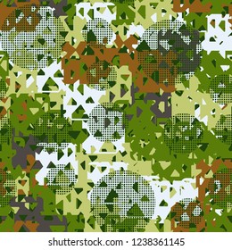 Seamless texture. Spring colors. Chaos of holey squares. Checkered circles.
