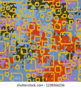 Seamless texture. Spring colors. Chaos of holey squares. Rounded quadrates.