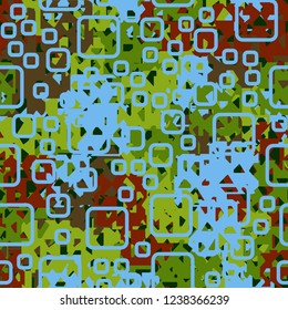 Seamless texture. Spring colors. Chaos of holey squares. Rounded quadrates.