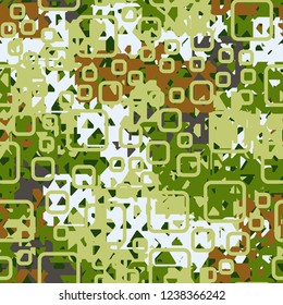 Seamless texture. Spring colors. Chaos of holey squares. Rounded quadrates.