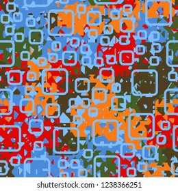 Seamless texture. Spring colors. Chaos of holey squares. Rounded quadrates.