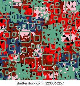 Seamless texture. Spring colors. Chaos of holey squares. Rounded quadrates.