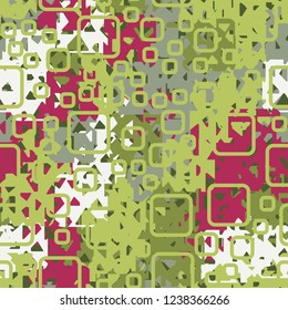 Seamless texture. Spring colors. Chaos of holey squares. Rounded quadrates.