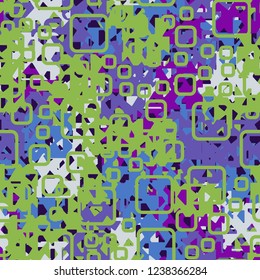 Seamless texture. Spring colors. Chaos of holey squares. Rounded quadrates.