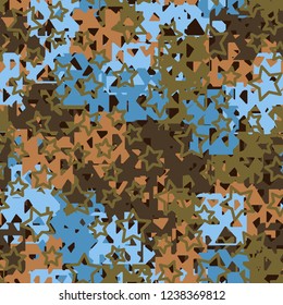 Seamless texture. Spring colors. Chaos of holey squares. Five-pointed stars.