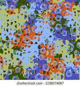 Seamless texture. Spring colors. Chaos of holey squares. A scattering of pentagons.