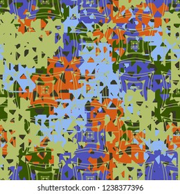 Seamless texture. Spring colors. Chaos of holey squares. Placer quadrilateral figures.