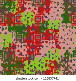 Seamless texture. Spring colors. Chaos of holey squares. Placer quadrilateral figures.