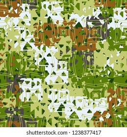Seamless texture. Spring colors. Chaos of holey squares. Placer quadrilateral figures.