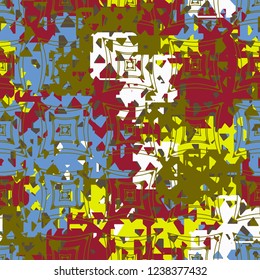 Seamless texture. Spring colors. Chaos of holey squares. Placer quadrilateral figures.