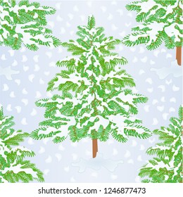 Seamless texture Spruce Christmas tree with snow nature background vintage vector illustration editable hand draw