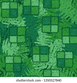 Seamless texture. Square checkered patches on abstract background.