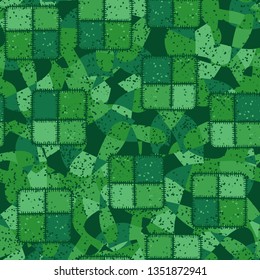 Seamless texture. Square checkered patches on abstract background.