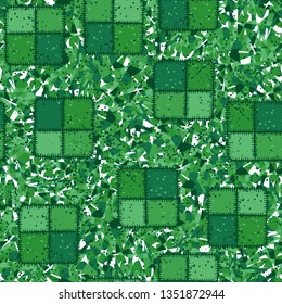 Seamless texture. Square checkered patches on abstract background.