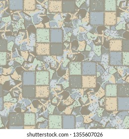 Seamless texture. Square checkered patches on abstract background.