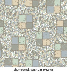 Seamless texture. Square checkered patches on abstract background.