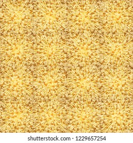 Seamless texture. Square suns against the background of the colors of the old paper.