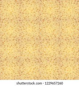 Seamless texture. Square suns against the background of the colors of the old paper.