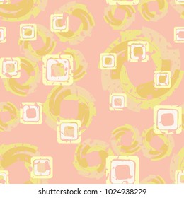 Seamless texture of squares and curls. Chaotic pattern. Funny background.