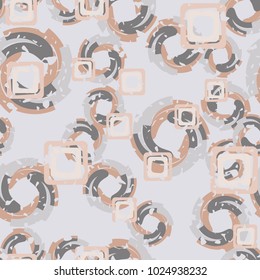 Seamless texture of squares and curls. Chaotic pattern. Funny background.