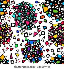 Seamless texture of squares and triangles. Vector