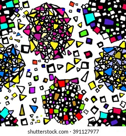 Seamless texture of squares and triangles. Vector