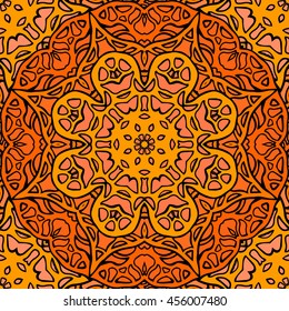 Seamless texture of stained glass. Doodle pattern. Vector background for design of cards, banners, fabric and your creativity