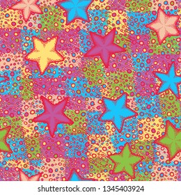 Seamless texture. Starfish randomly located on an abstract background.