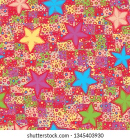 Seamless texture. Starfish randomly located on an abstract background.