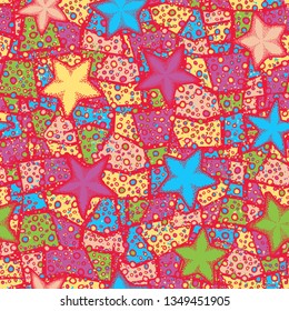 Seamless texture. Starfish randomly located on an abstract background.