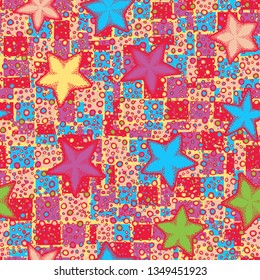 Seamless texture. Starfish randomly located on an abstract background.