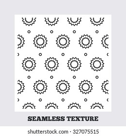 Seamless texture. Stars with circles lines texture. Stripped geometric seamless pattern. Modern repeating stylish texture. Flat pattern on white background. Vector