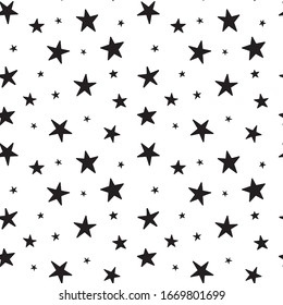 Seamless texture of a stars. Vector flat illustration on a white background.