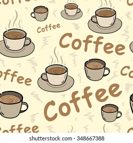 Seamless texture with with the steam coffee drinks