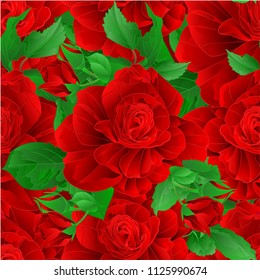 Seamless texture Stem flower red rose and leaves vintage  vector illustration editable hand draw