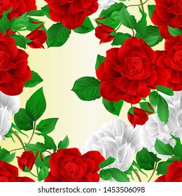 Seamless texture stems flowers red and white roses nature background vintage  vector illustration editable hand draw 
